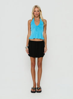 Anderlie Low Rise Linen Blend Mini Skirt Black