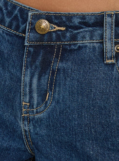 Dreamful Ultra Low Rise Mini Denim Short Dark Blue Wash