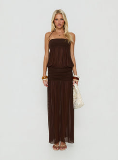 Jesemia Halter Blouson Maxi Dress Chocolate