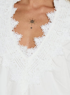 Marrnie Lace Detail Flowy Maxi Dress White