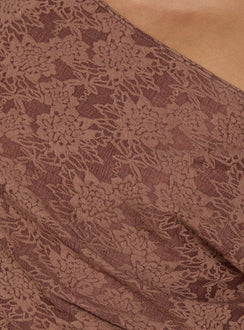 Orvielle Lace Off Shoulder Top Brown