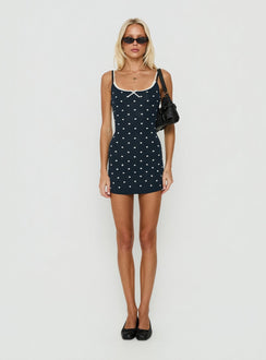 Austinn Knit Mini Dress Navy / White Polka Dot