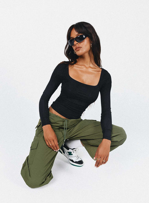 product Princess Polly Full Sleeves High Neck  Arthie Long Sleeve Top Black Low Impact