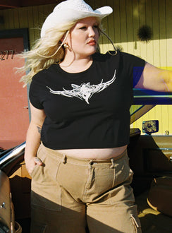 product Princess Polly Sleeveless High Neck  Fairy Wings Shrunken Tee Black Curve