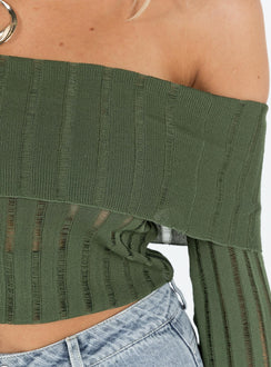Sorrel Off The Shoulder Top Green