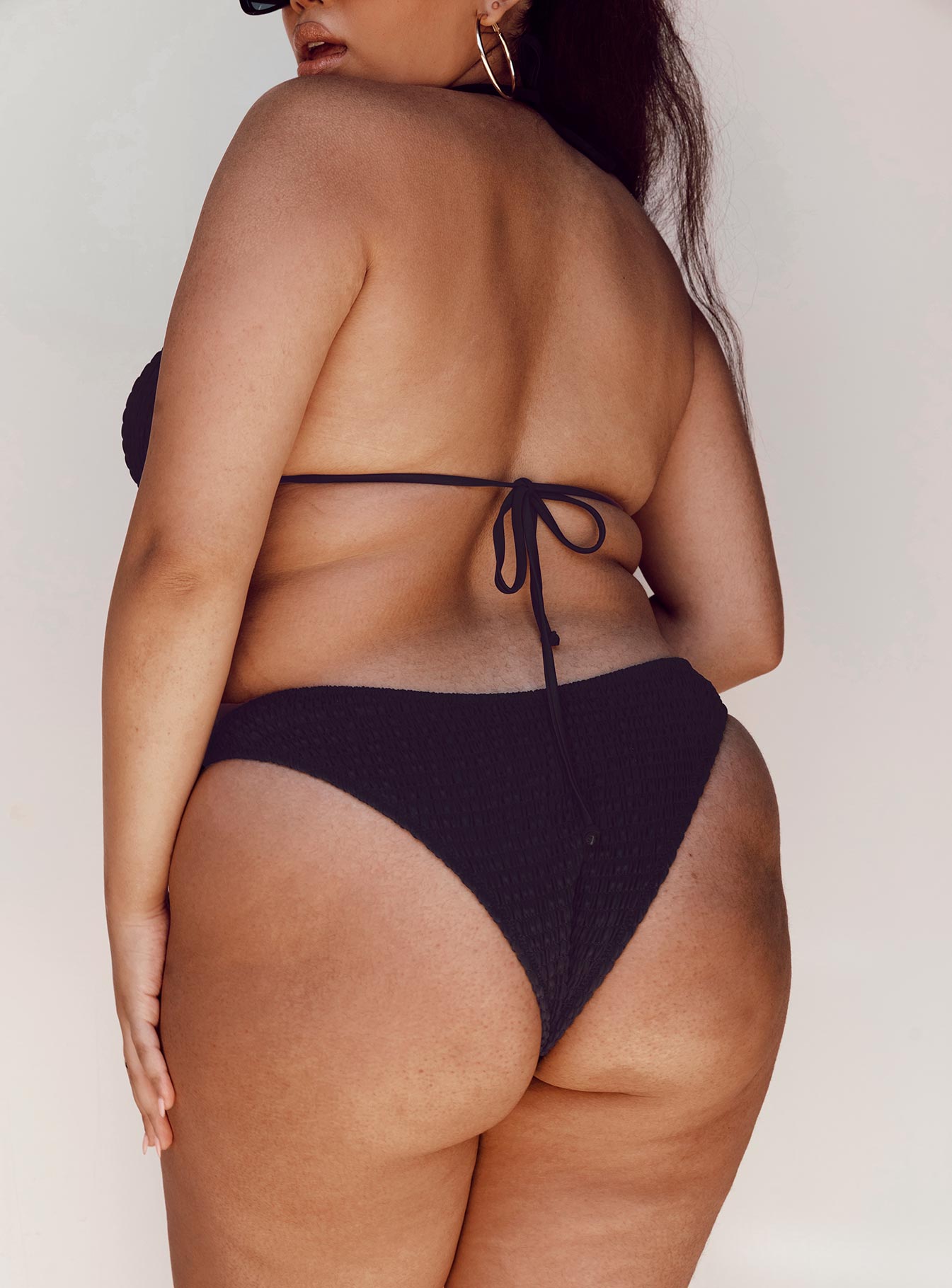 Blanca High Cut Shirred Bikini Bottoms Black Curve