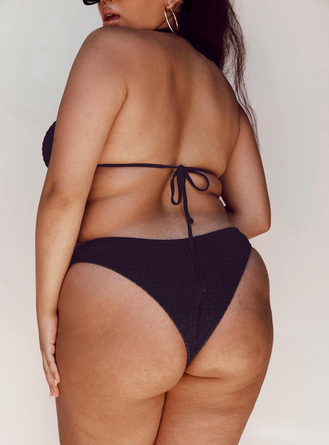 Blanca High Cut Shirred Bikini Bottoms Black Curve
