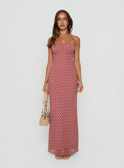 Avienna Maxi Dress Pink Check