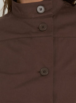 Big Moves Funnel Neck Asymmetrical Top Brown