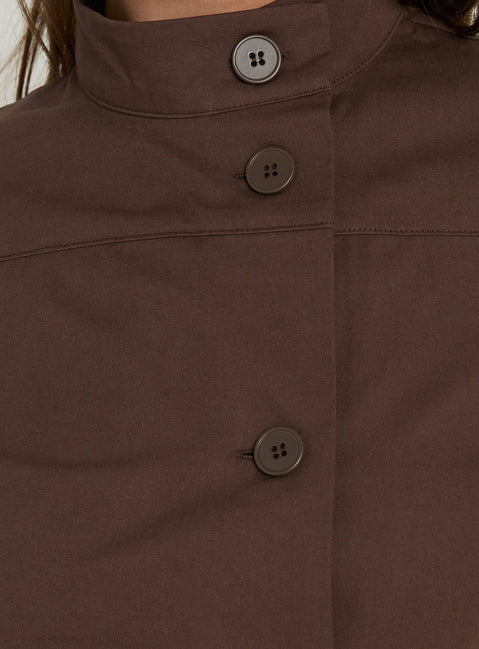 Big Moves Funnel Neck Asymmetrical Top Brown