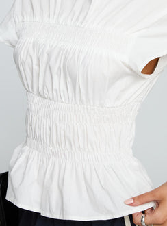 Dripping Diamonds Ruched Top White