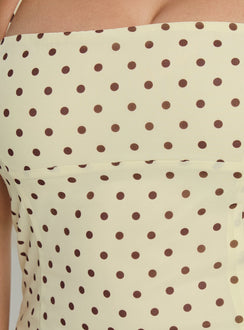 Delamere Mini Dress Yellow / Brown Polka Curve