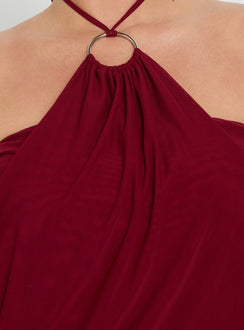 Hedlea Draped Ring Detail Top Wine Curve