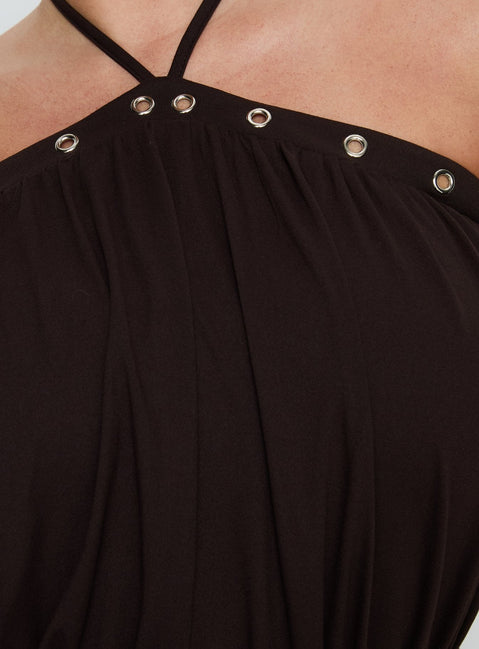 Sunnee Eyelet Detail Playsuit Brown Curve