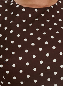 Yumiko Romper Brown Polka Curve