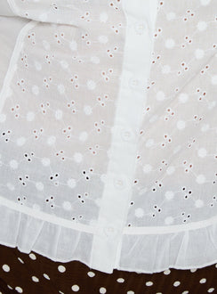 Caryann Frill Blouse Top White Curve