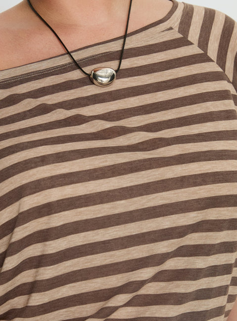 Icon Baby Off Shoulder Top Brown Stripe Curve