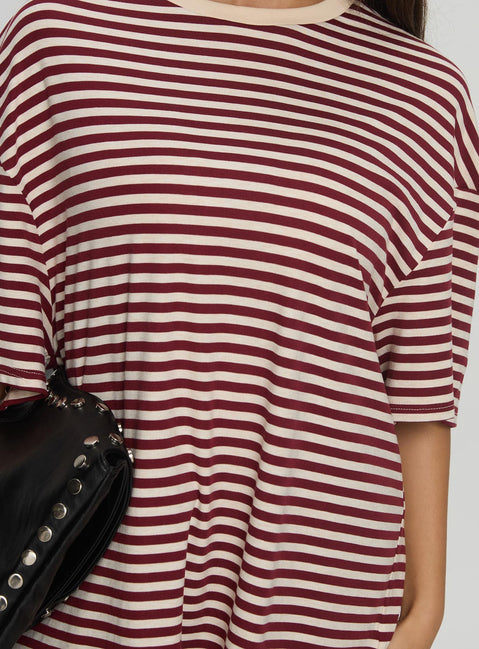 Kieryn Oversized Top Red Stripe