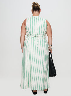 Lewisa Maxi Dress Green Stripe Curve