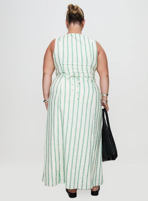 Lewisa Maxi Dress Green Stripe Curve