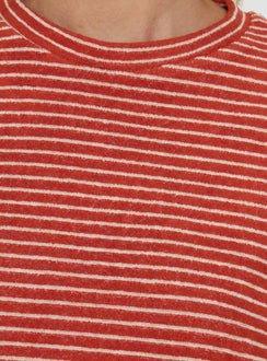 Rubez Terry Towelling Boxy Top Burnt Orange Stripe