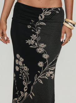   front view of model wearing Princess Polly Dreamers Midi Skirt Multi Floral Maxi Skirts 