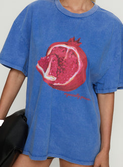 Linsay Oversized Tee Blue / Pomegranate