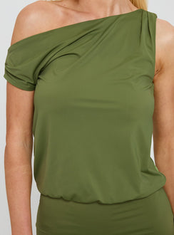 Blousson Asymmetrical Mini Dress Olive