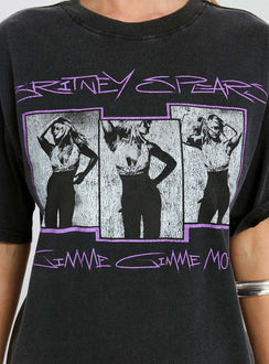 Britney Spears Gimme More Oversized Graphic Top Washed Black