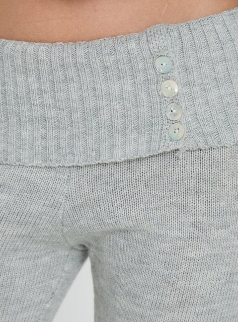 Odeline Fold Over Knit Pants Grey Marle