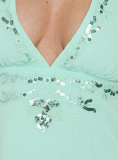 Infinity And Beyond Sequin Halter Top Turquoise