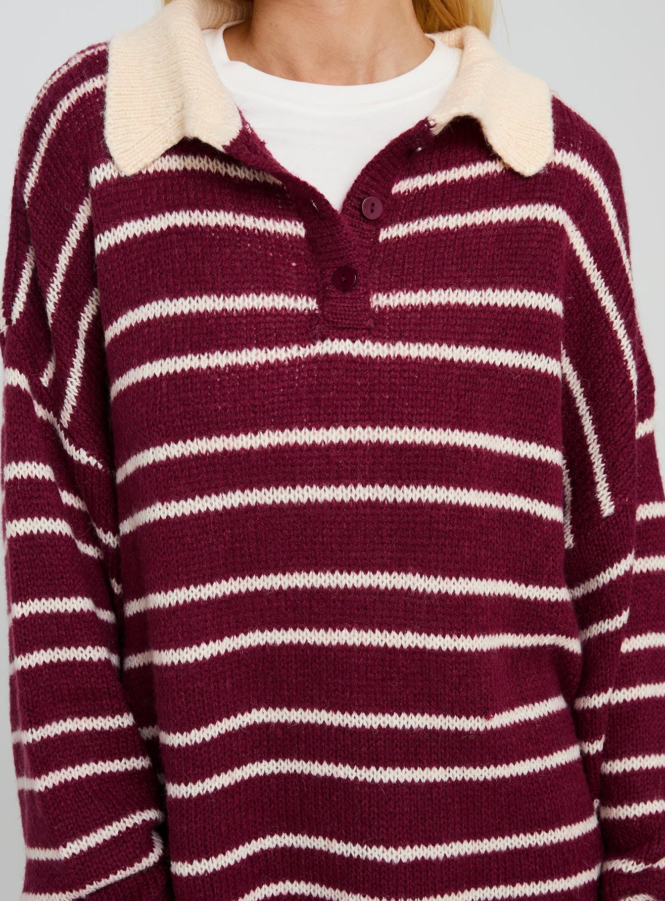 back view of model wearing Princess Polly Rising Sun Jersey Crimson Longline Jumpers 