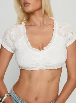 Darrby Micro Cropped Frill Top White