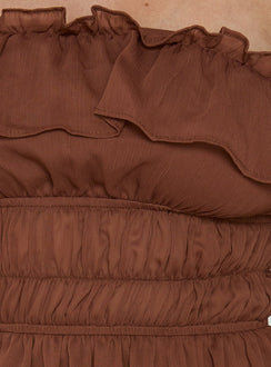 Ginnilee Strapless Frill Top Mocha