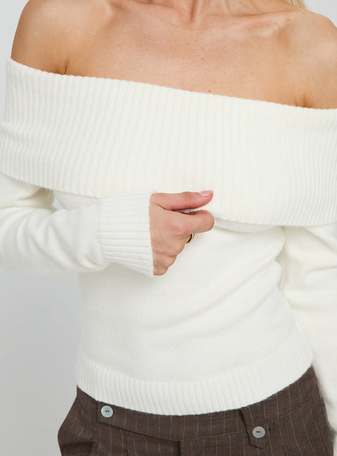One For Me Off The Shoulder Jumper White