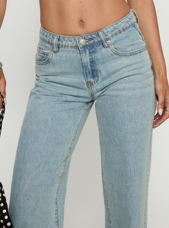 West End Girl Mid Rise Straight Leg Jeans Light Blue Wash