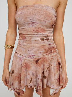 Minxie Strapless Playsuit Pink Floral