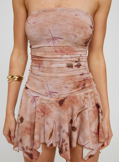 Minxie Strapless Playsuit Pink Floral