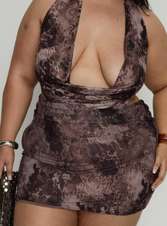 Tigress Halter Mini Dress Animal Multi Curve
