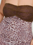 Strapless leopard print maxi dress