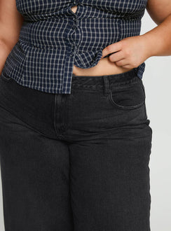 Serenitia Mid Rise Relaxed Jeans Washed Black Curve