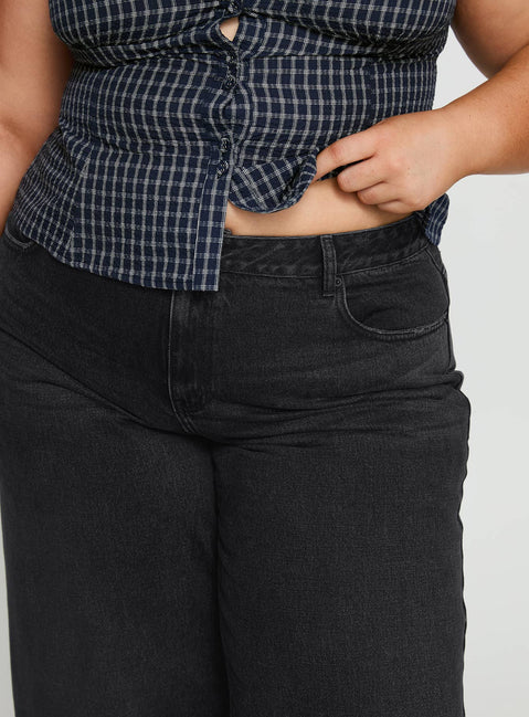 Serenitia Mid Rise Relaxed Jeans Washed Black Curve