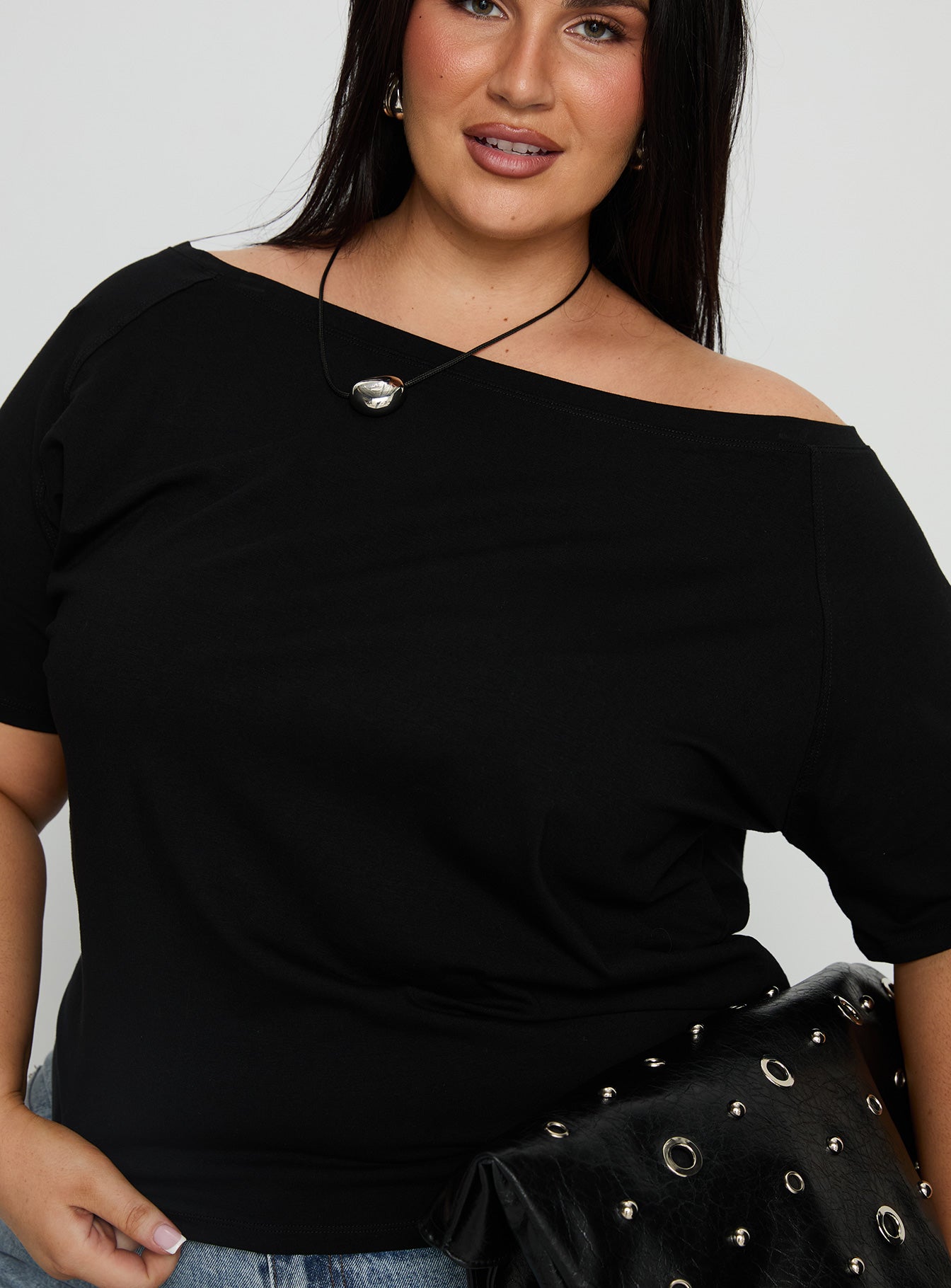 Icon Baby Off Shoulder Top Black Curve