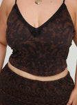 Top V neckline, lace trim with bow detail