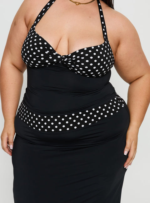 Norelle Halter Set Black Polka Curve