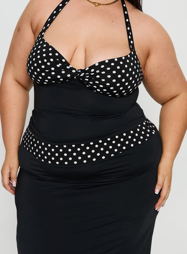 Norelle Halter Set Black Polka Curve