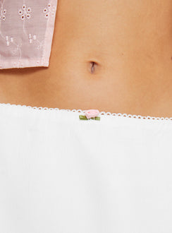 Crop top Slim fitting, broderie anglaise, fixed shoulder straps, split hem, tie fastening at front