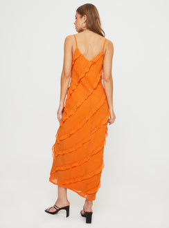 Maxi dress Diagonal stitching design, adjustable shoulder straps, v-neckline, invisible zip fastening Non-stretch, fully lined