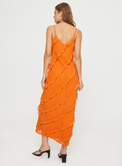 Maxi dress Diagonal stitching design, adjustable shoulder straps, v-neckline, invisible zip fastening Non-stretch, fully lined