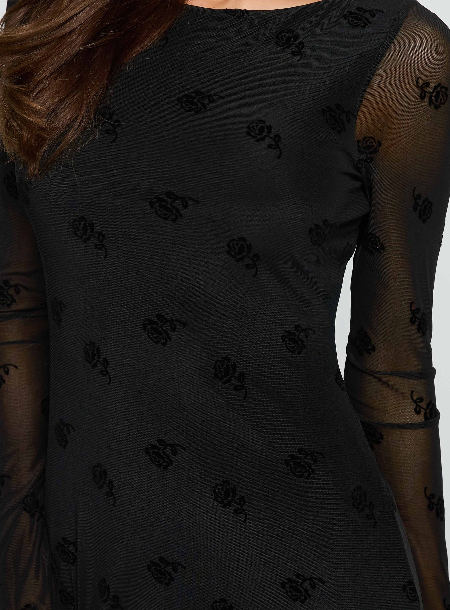 Full Moon Long Sleeve Mini Dress Black